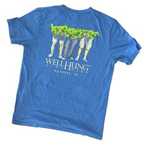 Well Hung Vineyard Roanoke VA Funny Logo Blue Tee Size Large Winery